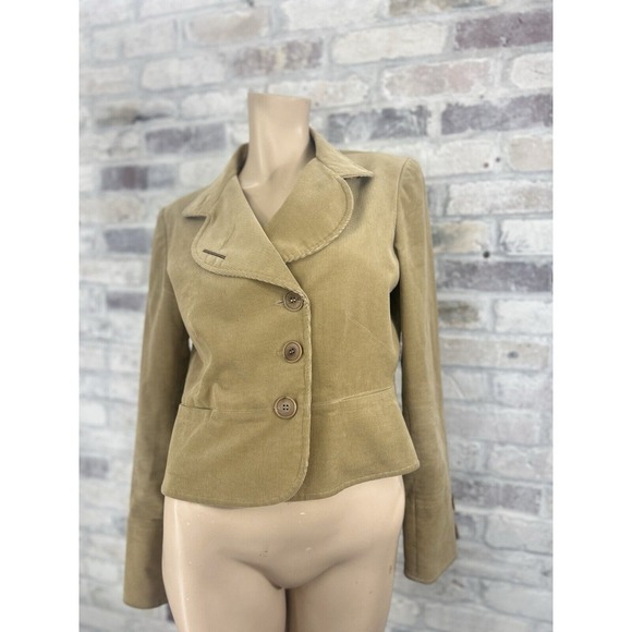 Chloe 2002 Cropped 3‎ Button-Up Jacket Cotton Corduroy Camel Size T42 - Picture 1 of 14